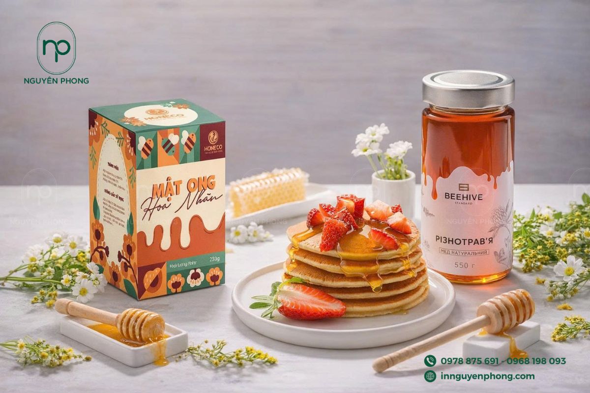 Kích thước tùy chỉnh theo lọ mật ong bên trong hộp

